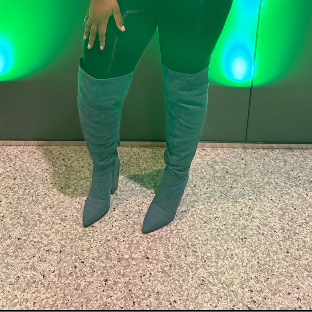 Denim boots